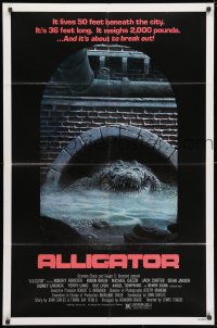 3j028 ALLIGATOR 1sh 1980 cool different artwork of twisted alligator by J. Lamb!