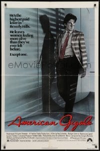 3j030 AMERICAN GIGOLO 1sh 1980 male prostitute Richard Gere is being framed for murder!