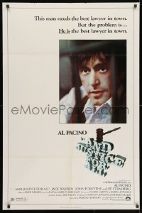 3j036 AND JUSTICE FOR ALL 1sh 1979 directed by Norman Jewison, Al Pacino is out of order!