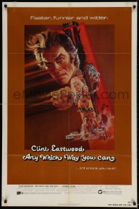 3j043 ANY WHICH WAY YOU CAN 1sh 1980 cool artwork of Clint Eastwood & Clyde by Bob Peak!