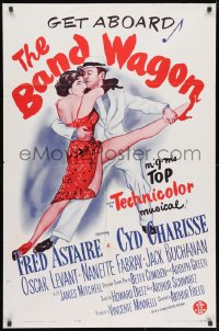 3j061 BAND WAGON 1sh R1963 artwork of Fred Astaire & sexy Cyd Charisse dancing!