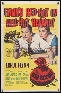 3j077 BIG BOODLE 1sh 1957 Errol Flynn red-hot in Havana Cuba with sexy Rossana Rory!
