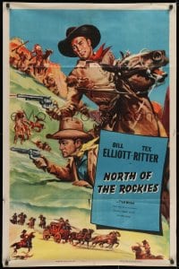 3j082 BILL ELLIOTT/TEX RITTER 1sh 1953 wonderful western cowboy action art by Glenn Cravath!