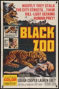 3j091 BLACK ZOO 1sh 1963 great Reynold Brown art of fang & claw killers stalking human prey!