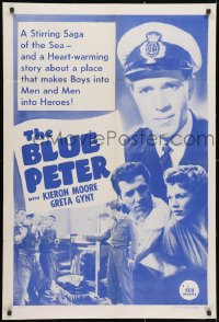 3j100 BLUE PETER 1sh 1957 Kieron Moore, Greta Gynt, it makes boys into men and men into heroes!
