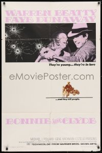 3j104 BONNIE & CLYDE 1sh 1967 notorious crime duo Warren Beatty & Faye Dunaway, Arthur Penn!