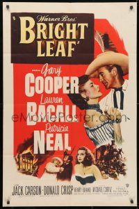 3j114 BRIGHT LEAF 1sh 1950 great romantic close up of Gary Cooper & sexy Lauren Bacall!