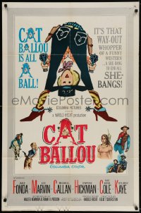 3j137 CAT BALLOU 1sh 1965 classic sexy cowgirl Jane Fonda, Lee Marvin, great artwork!