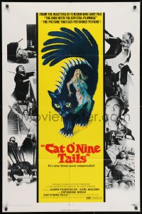3j138 CAT O' NINE TAILS 1sh 1971 Dario Argento's Il Gatto a Nove Code, wild horror art of cat!