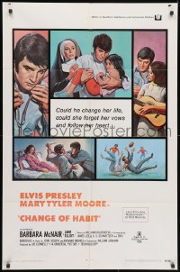 3j141 CHANGE OF HABIT 1sh 1969 Dr. Elvis Presley, pretty Mary Tyler Moore as nun!