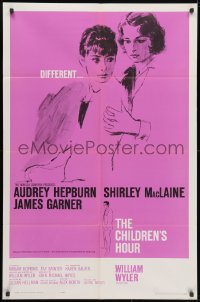 3j150 CHILDREN'S HOUR 1sh 1962 close up artwork of Audrey Hepburn & Shirley MacLaine!