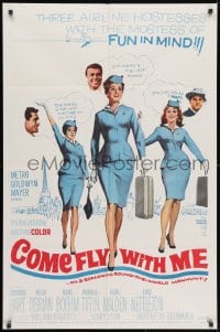 3j166 COME FLY WITH ME 1sh 1963 sexy airline hostesses daydreaming of men!