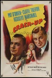 3j176 CRACK-UP 1sh 1946 Pat O'Brien, sexiest full-length Claire Trevor, Herbert Marshall