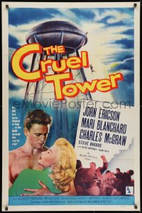 3j184 CRUEL TOWER 1sh 1956 the higher they climb, the closer they get to terror!