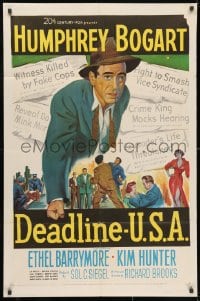 3j202 DEADLINE-U.S.A. 1sh 1952 newspaper editor Humphrey Bogart, best journalism movie ever!