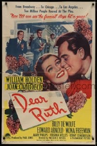 3j203 DEAR RUTH 1sh 1947 romantic close up art of William Holden & Joan Caulfield!