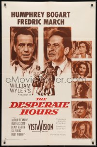 3j212 DESPERATE HOURS 1sh 1955 William Wyler, different portraits of Humphrey Bogart & cast!
