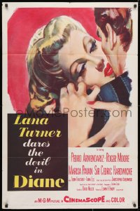 3j218 DIANE 1sh 1956 sexy Lana Turner dares the devil, great close up romantic art!