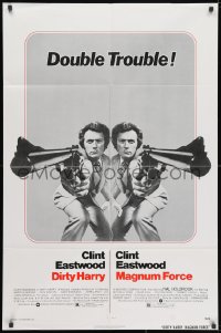 3j224 DIRTY HARRY/MAGNUM FORCE 1sh 1975 cool mirror image of Clint Eastwood, double trouble!