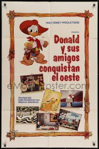3j228 DONALD DUCK GOES WEST Spanish/US 1sh 1965 Disney, cartoon image of Donald in cowboy outfit!