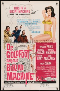 3j236 DR. GOLDFOOT & THE BIKINI MACHINE 1sh 1965 Vincent Price, sexy babes with kiss & kill buttons!