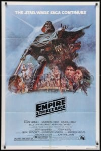 3j256 EMPIRE STRIKES BACK style B 1sh 1980 George Lucas, Darth Vader head in space!
