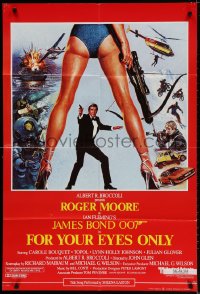 3j302 FOR YOUR EYES ONLY English 1sh 1981 Roger Moore as James Bond, cool art by Brian Bysouth!