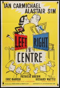3j505 LEFT RIGHT & CENTRE English 1sh 1959 wacky art of political candidates in love by Langdon!