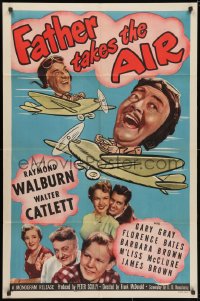3j275 FATHER TAKES THE AIR 1sh 1951 Raymond Walburn, Walter Catlett, art of wacky aircraft!