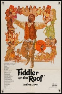 3j285 FIDDLER ON THE ROOF 1sh 1971 different montage artwork with Topol!