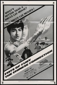 3j294 FISTS OF FURY/CHINESE CONNECTION 1sh 1980 two Bruce Lee movies are better than one!