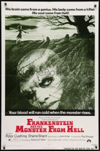 3j309 FRANKENSTEIN & THE MONSTER FROM HELL 1sh 1974 your blood will run cold when he rises!