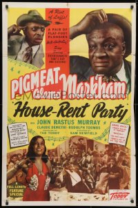 3j411 HOUSE-RENT PARTY 1sh 1946 Dewey Pigmeat Alamo Markham, Toddy all-black comedy musical!