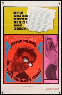 3j423 I LOVE YOU, ALICE B. TOKLAS 1sh 1968 Peter Sellers & sexy Leigh Taylor-Young!