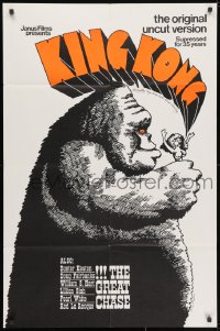 3j476 KING KONG/GREAT CHASE 1sh 1968 action double-bill, wacky Lee Reedy art of giant ape w/topless woman!