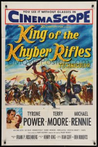 3j480 KING OF THE KHYBER RIFLES 1sh 1954 artwork of British soldier Tyrone Power on horseback!
