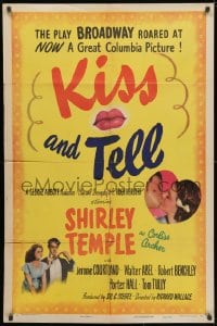 3j482 KISS & TELL style B 1sh 1945 whole town thinks 15 year-old Shirley Temple is pregnant!