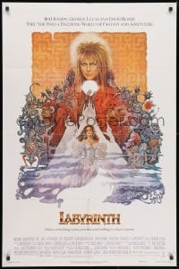 3j489 LABYRINTH 1sh 1986 Jim Henson, art of David Bowie & Jennifer Connelly by Ted CoConis!