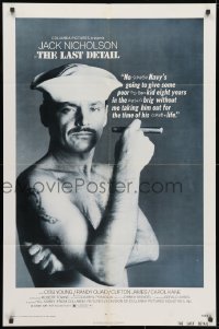 3j498 LAST DETAIL 1sh 1973 foul-mouthed sailor Jack Nicholson w/cigar!