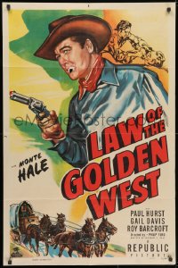 3j503 LAW OF THE GOLDEN WEST 1sh 1949 great image of cowboy Monte Hale as Buffalo Bill Cody!