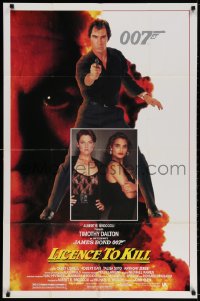 3j513 LICENCE TO KILL 1sh 1989 Timothy Dalton as James Bond, sexy Carey Lowell & Talisa Soto!