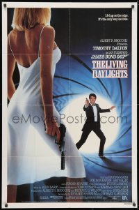 3j521 LIVING DAYLIGHTS int'l 1sh 1987 Tim Dalton as James Bond & sexy Maryam d'Abo w/gun!