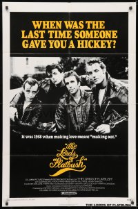 3j529 LORDS OF FLATBUSH 1sh 1974 cool portrait of Fonzie, Rocky, & Perry as greasers in leather