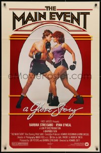 3j547 MAIN EVENT int'l 1sh 1979 great full-length image of Barbra Streisand boxing with Ryan O'Neal!