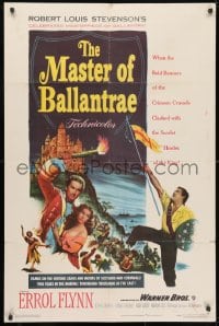 3j560 MASTER OF BALLANTRAE 1sh 1953 Errol Flynn, Scotland, from Robert Louis Stevenson story!