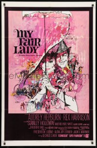 3j593 MY FAIR LADY 1sh 1964 classic Bob Peak art of Audrey Hepburn & Rex Harrison!