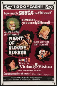 3j610 NIGHT OF BLOODY HORROR 1sh 1969 blood psycho goes berserk, remember you can only die once!