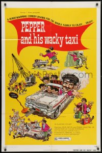 3j661 PEPPER & HIS WACKY TAXI 1sh 1973 Astin, Grasshoff, wacky Steffenhagen art of Cadillac cab!