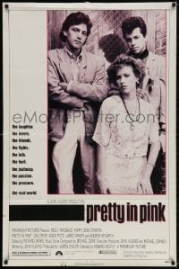 3j688 PRETTY IN PINK 1sh 1986 great portrait of Molly Ringwald, Andrew McCarthy & Jon Cryer!