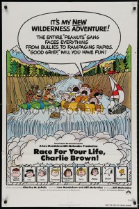 3j704 RACE FOR YOUR LIFE CHARLIE BROWN int'l 1sh 1977 Charles M. Schulz, art of Snoopy & Peanuts gang!